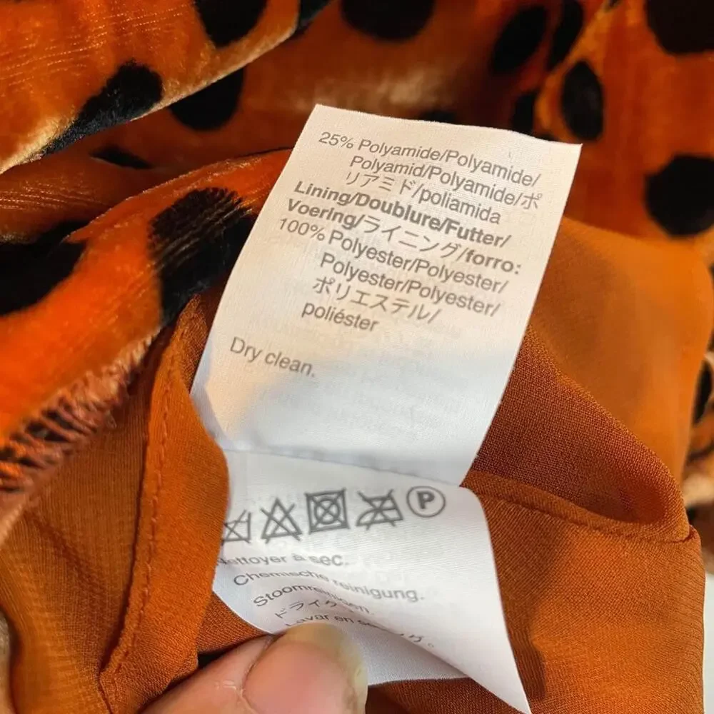 Madewell Skirt WMNS Orange Black SZ 2 Velour Polka Dot Mini Skirt Retro Modern - Picture 5 of 7